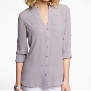 EXPRESS Grey Long Sleeve Portofino Button Down Shirt Size S